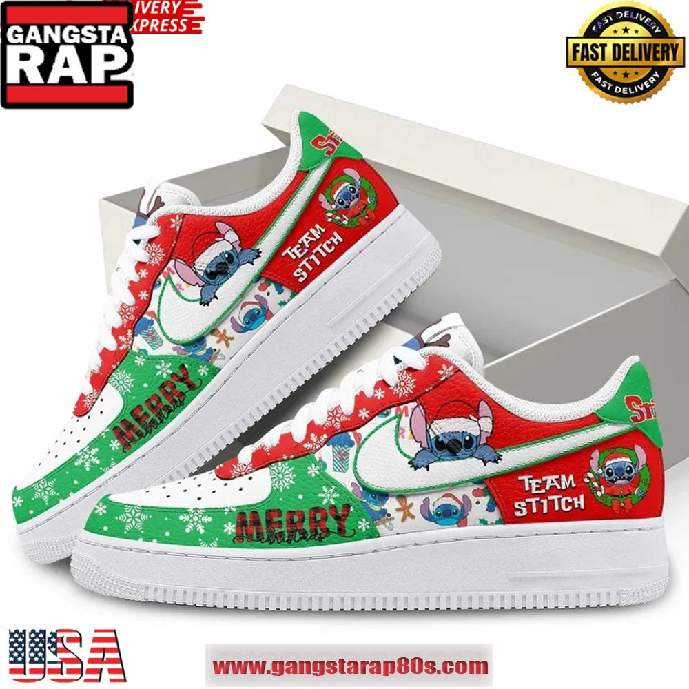 Stitch Christmas Holiday Limited Edition Air Force 1 Running Sneakers