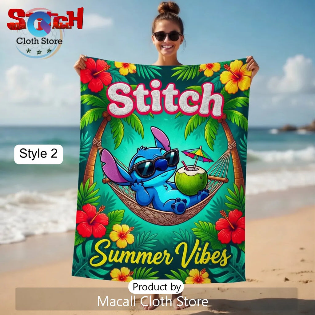 Stitch Lilo Disney Tropical Summer Beach Absorbent Vacation Beach Towel