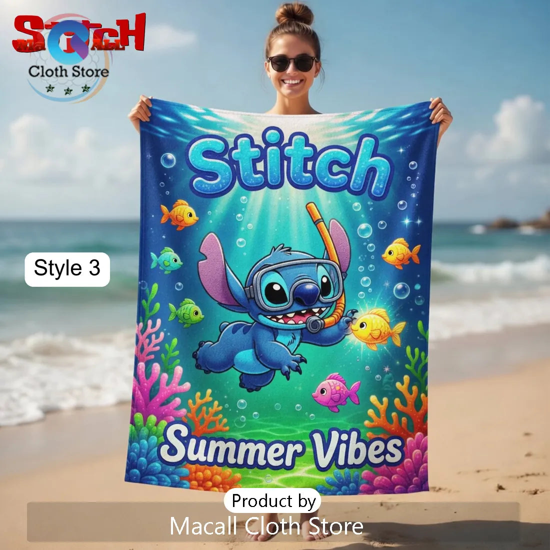 Stitch Lilo Disney Tropical Summer Beach Absorbent Vacation Beach Towel
