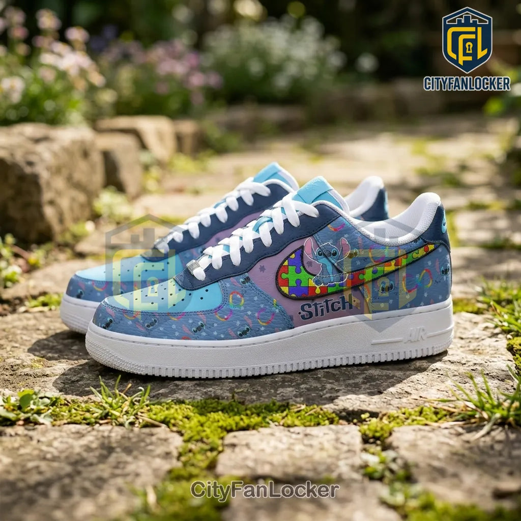Stitch x Autism Awareness Puzzle Swoosh Air Force 1