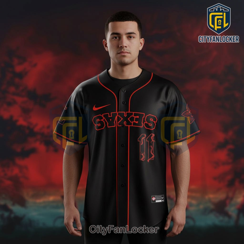 Stranger Things Texas Rangers Baseball Jersey 2025