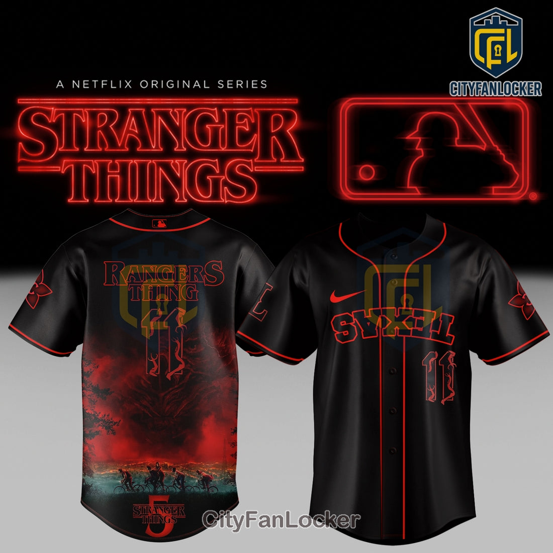 Stranger Things Texas Rangers Baseball Jersey 2025