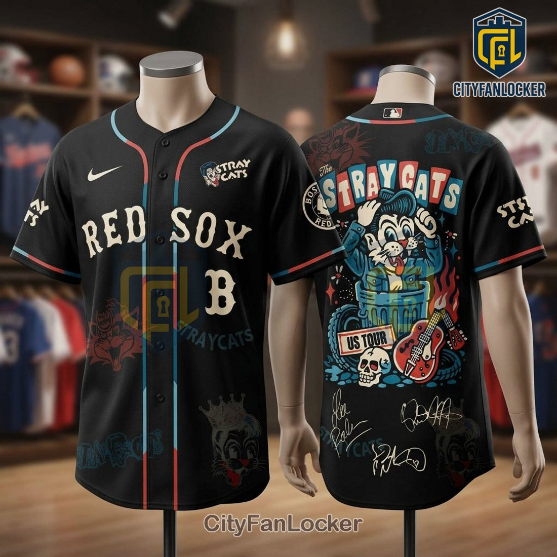 Stray Cats Red Sox 2026 Tour Limited Edition Graphic Baseball Jersey