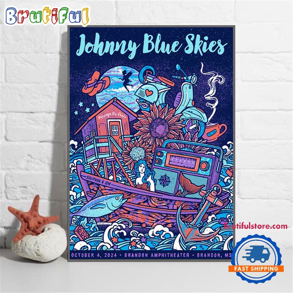 Sturgill Simpson Johnny Blue Skies Oct 4 2024 At on Amphitheater, on MS Concert Poster Canvas Art