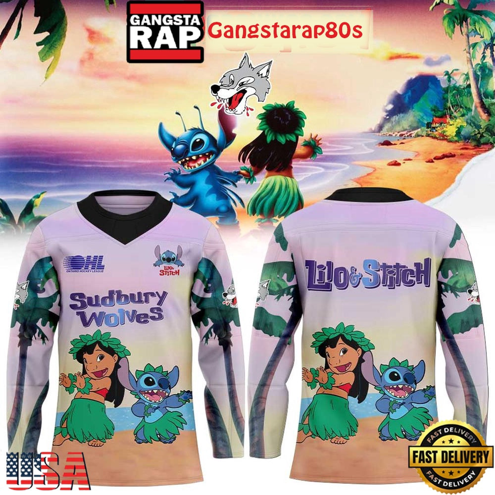 Sudbury Wolves Lilo & Stitch 626 Special Edition Hockey Jersey
