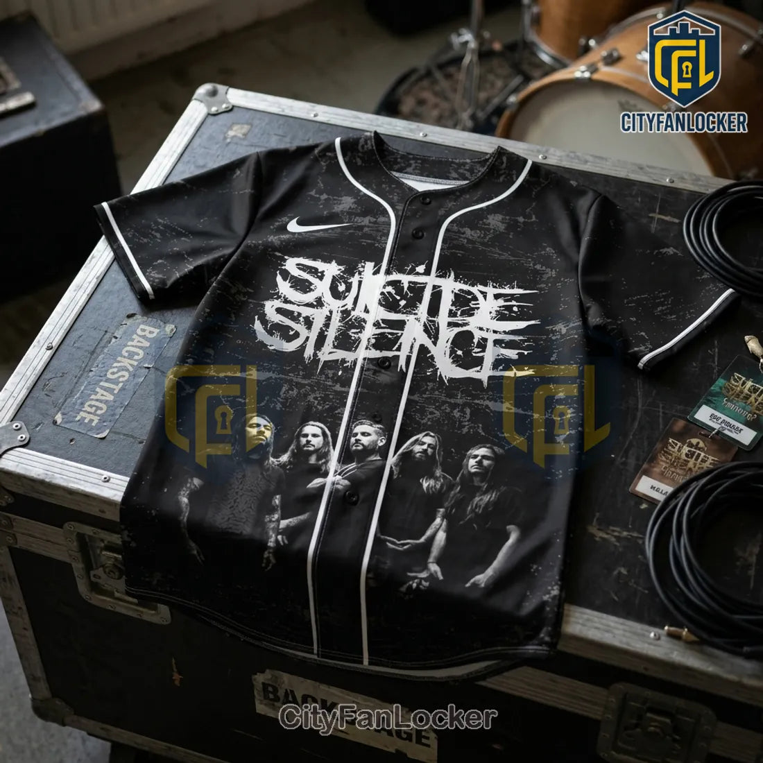 Suicide Silence Reminders of Hell Tour Black Baseball Jersey