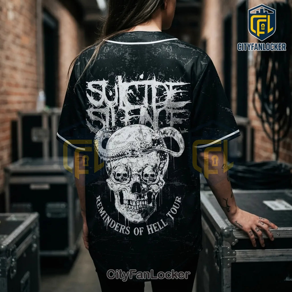 Suicide Silence Reminders of Hell Tour Black Baseball Jersey