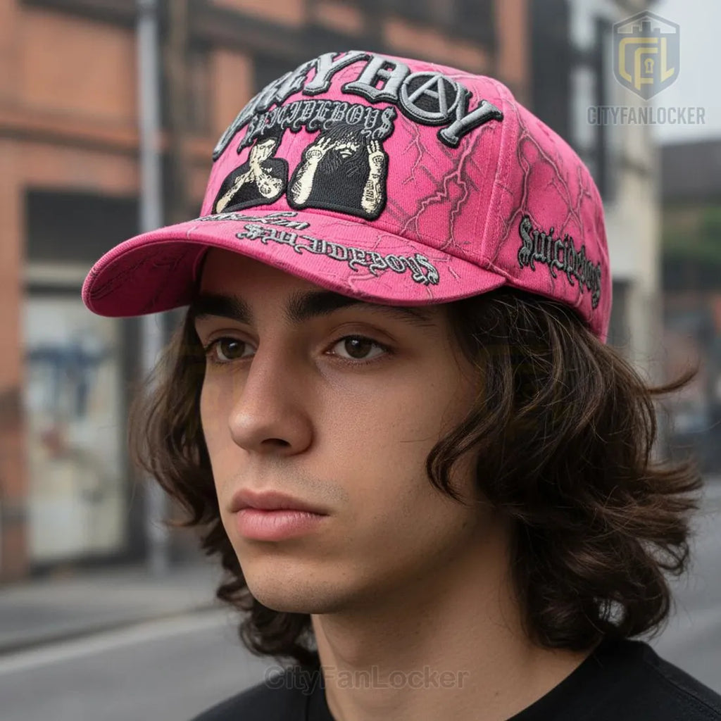 Suicideboys Grey Boy Pink Lightning 3D Embroidered Baseball Cap