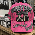 Suicideboys Grey Boy Pink Lightning 3D Embroidered Baseball Cap