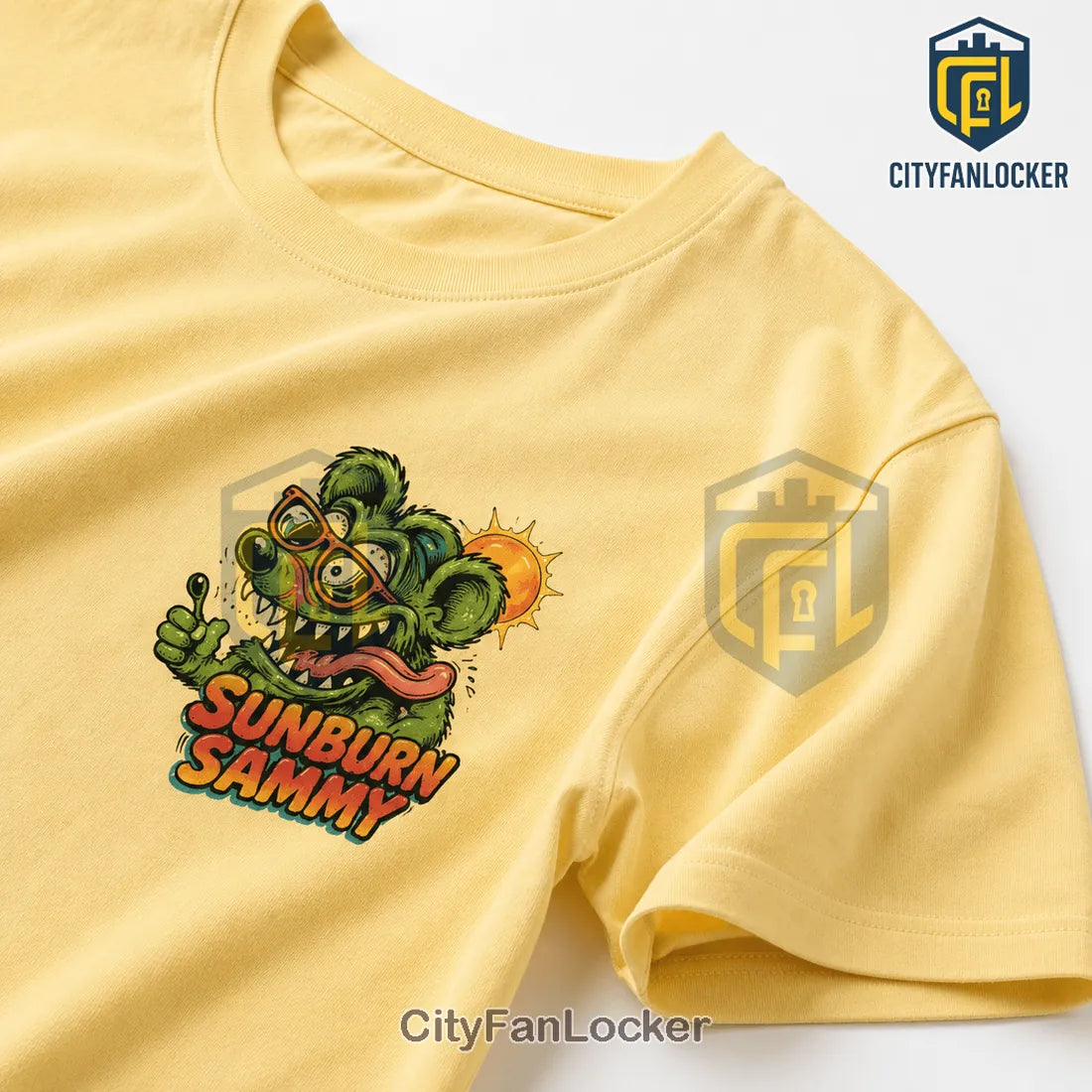 Sunburn Sammy Cartoon Mascot T-Shirt