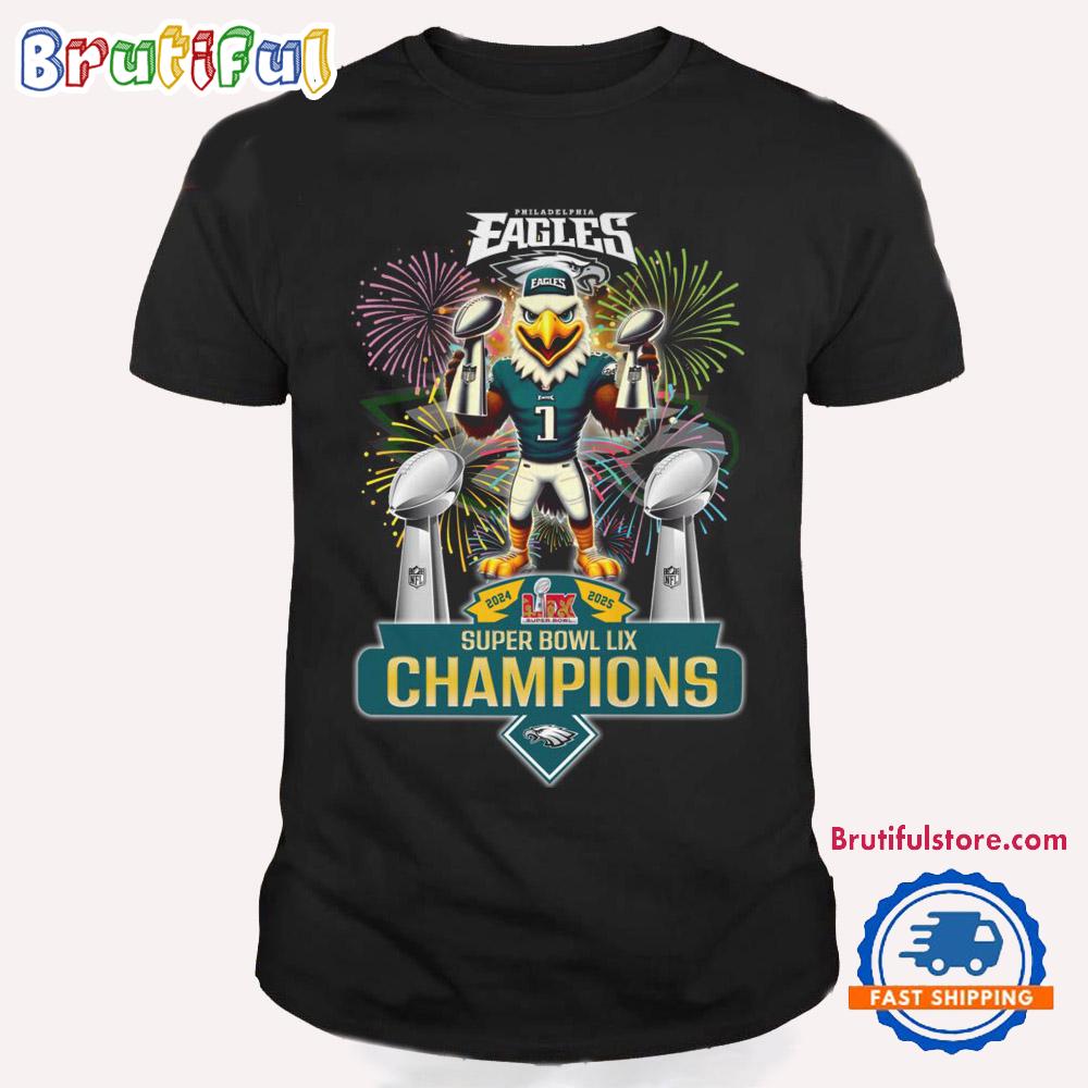 Super Bowl LIX 2024 2025 Champions Philadelphia Eagles Mascot Winner T Shirt