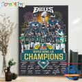 Super Bowl LIX 2024 2025 Champions Philadelphia Eagles Team Player Winner Wall Art Poster Canvas