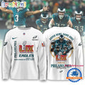 Super Bowl LIX 2025 Philadelphia Eagles Team Player Graphics Design White Hoodie T-Shirt