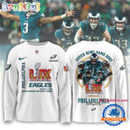 Super Bowl LIX 2025 Philadelphia Eagles Team Player Graphics Design White Hoodie T-Shirt