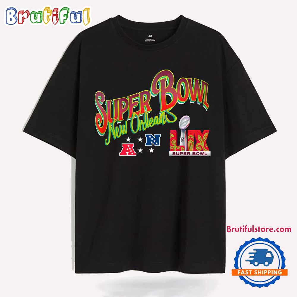 Super Bowl New Orleans Trophy Logo NFC Vs AFC Football T Shirt