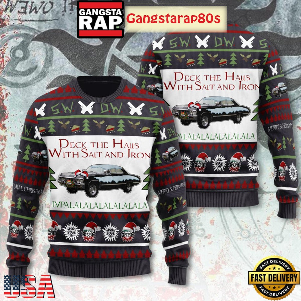 Supernatural Deck The Halls With Salt And Iron Ugly Xmas Sweater