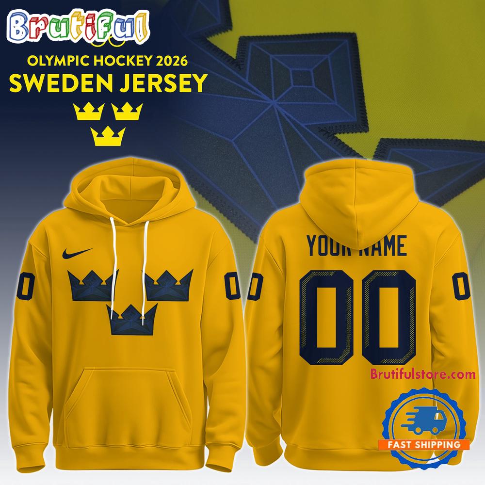 Sweden 2026 Olympic Hockey Limited Edition Yellow Hoodie T-Shirt