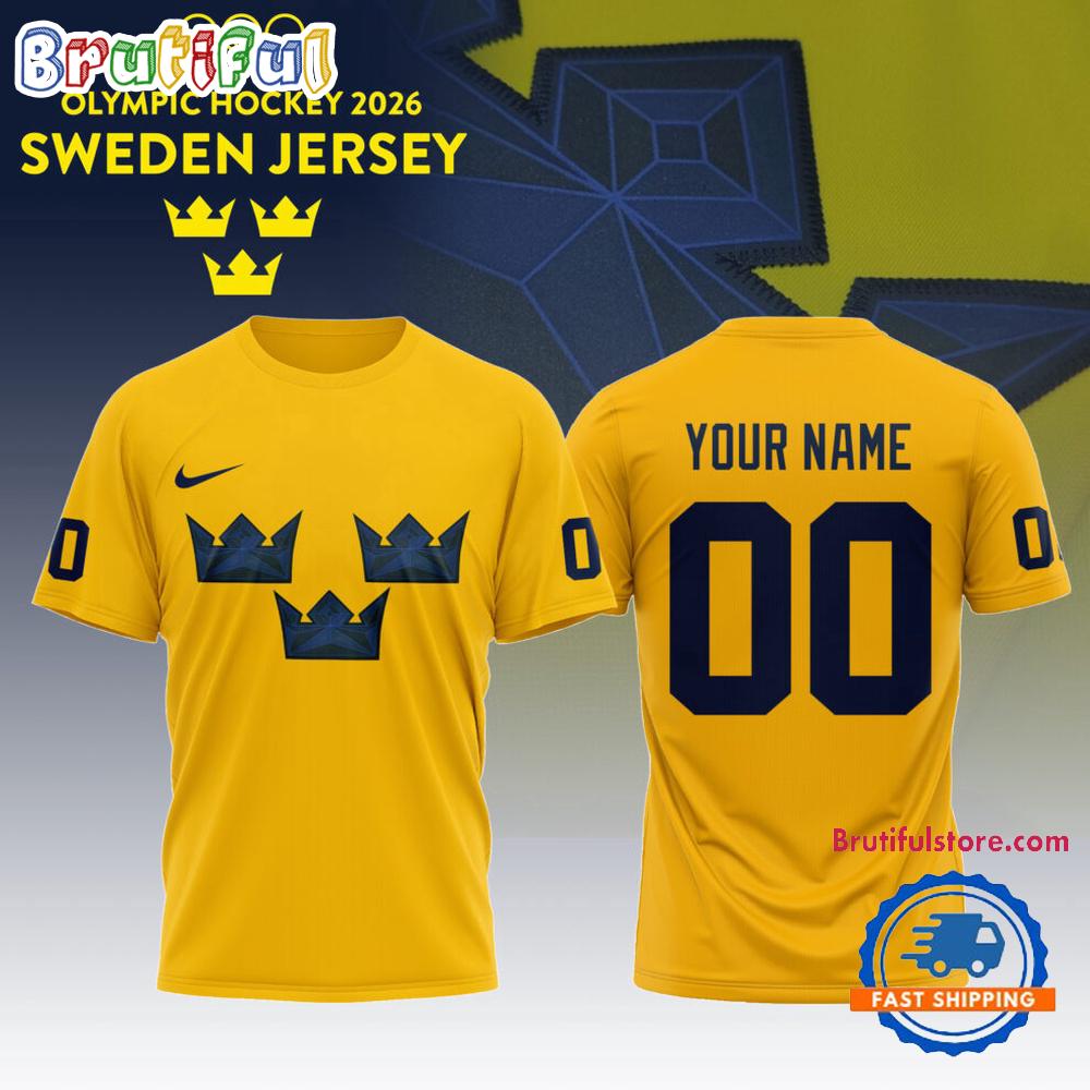 Sweden 2026 Olympic Hockey Limited Edition Yellow Hoodie T-Shirt