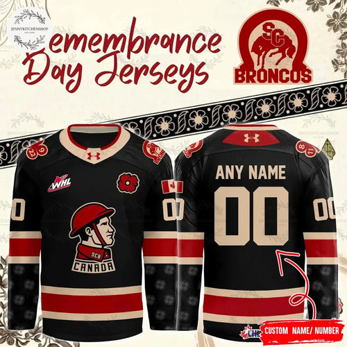 Swift Current Broncos 2025 Remembrance Day Hockey Jersey