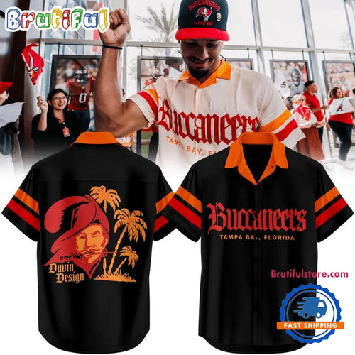 Tampa Bay Buccaneers Duvin Designs Black Cabana 2026 Black Hawaiian Shirt