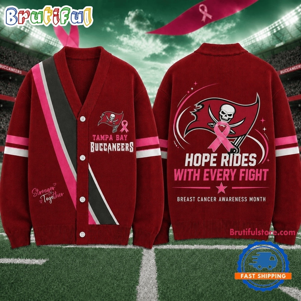 Tampa Bay Buccaneers NFL Breast Cancer Hope Rides With Every Fight Cardigan