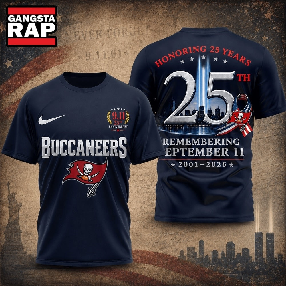 Tampa Bay Buccaneers NFL Honoring 25 Years Remembering September 11 T Shirt, Football New Design Shirt