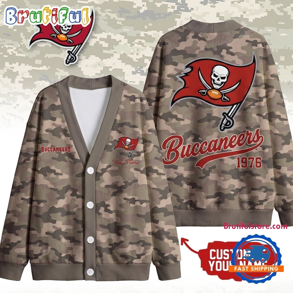 Tampa Bay Buccaneers NFL Veteran Military Camo Heritage Cardigan