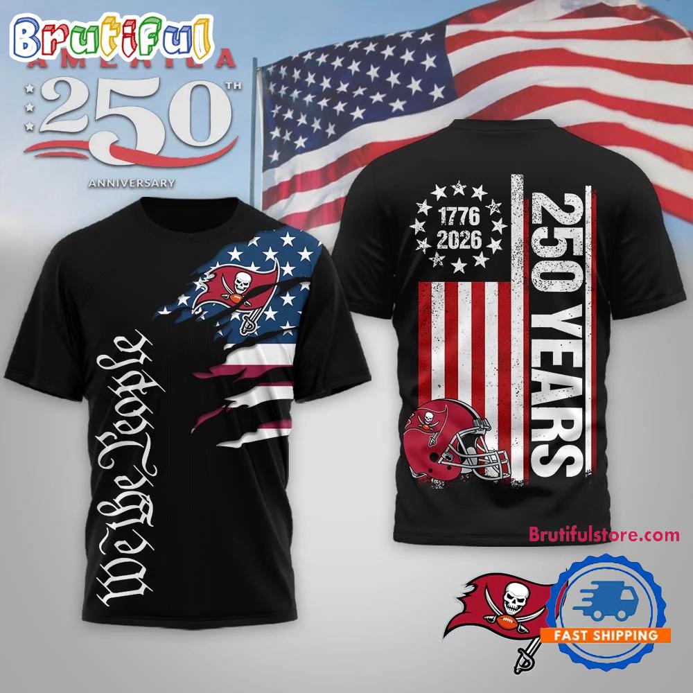 Tampa Bay Buccaneers NFL We The People USA 250th Anniversary Black T Shirt