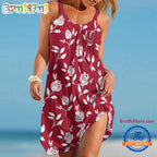 Tampa Bay Buccaneers Rose Pattern Women’s Summer Beach Sling Dress