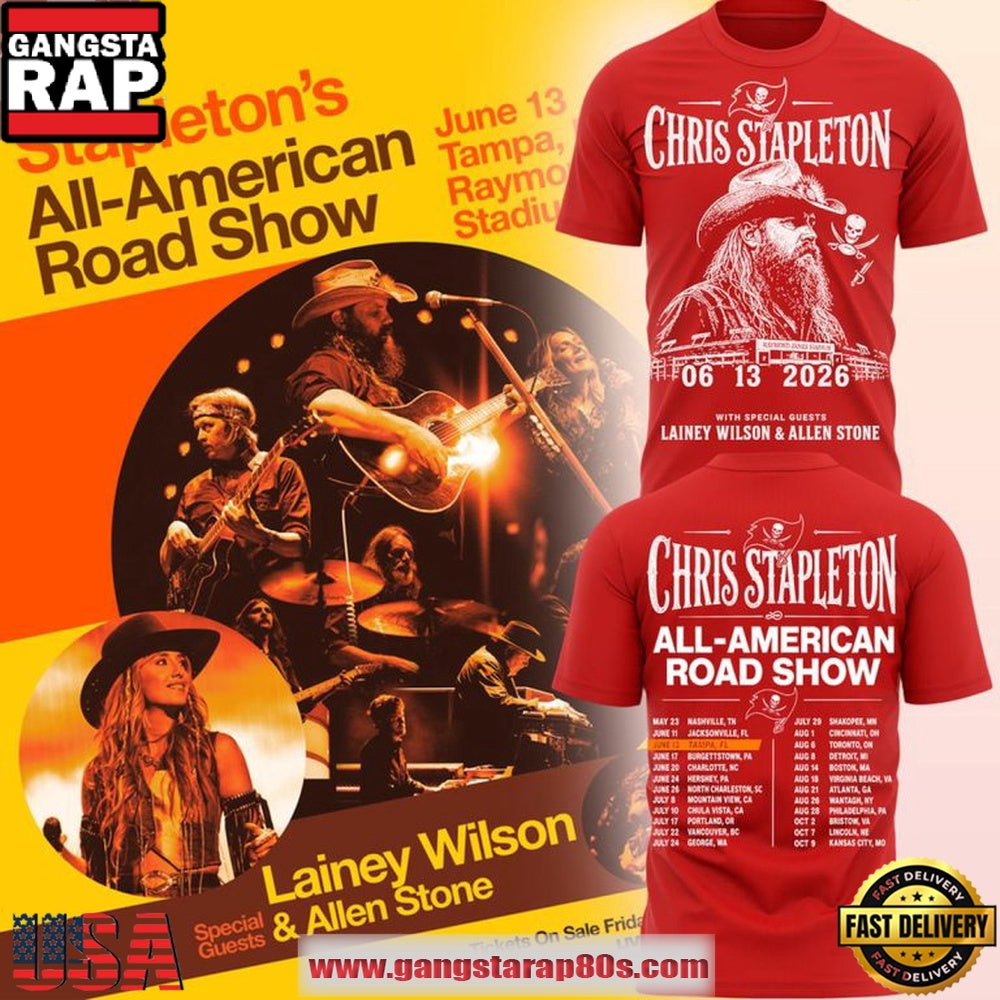 Tampa Bay Buccaneers x Chris Stapleton Tour 2026 All-American Road Show T Shirt