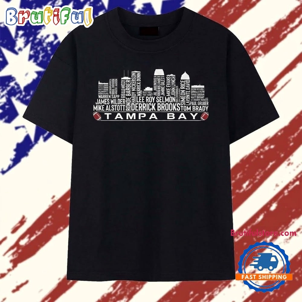 Tampa Bay Football Legends Names Skyline Typography Graphic T Shirt