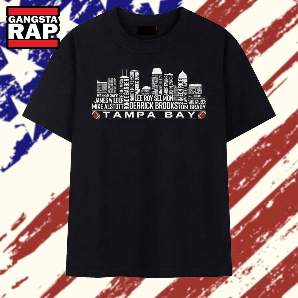Tampa Bay Football Legends Names Skyline Typography Graphic T Shirt