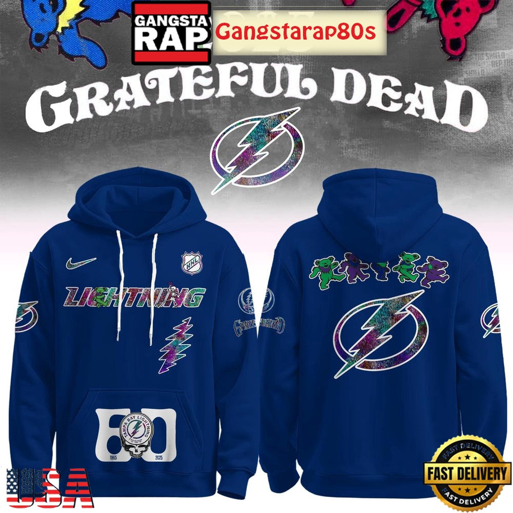 Tampa Bay Lightning Grateful Dead 60 Years Special Edition All Over Print Hoodie