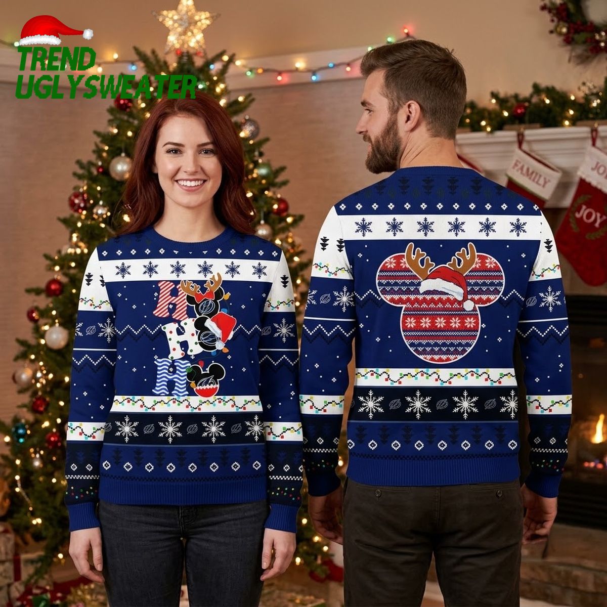 Tampa Bay Lightning Mickey Mouse Christmas Characters Ugly Christmas Sweater