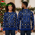 Tampa Bay Lightning Personalized Logo Snowflake Plaid Custom Name And Number Ugly Christmas Sweater
