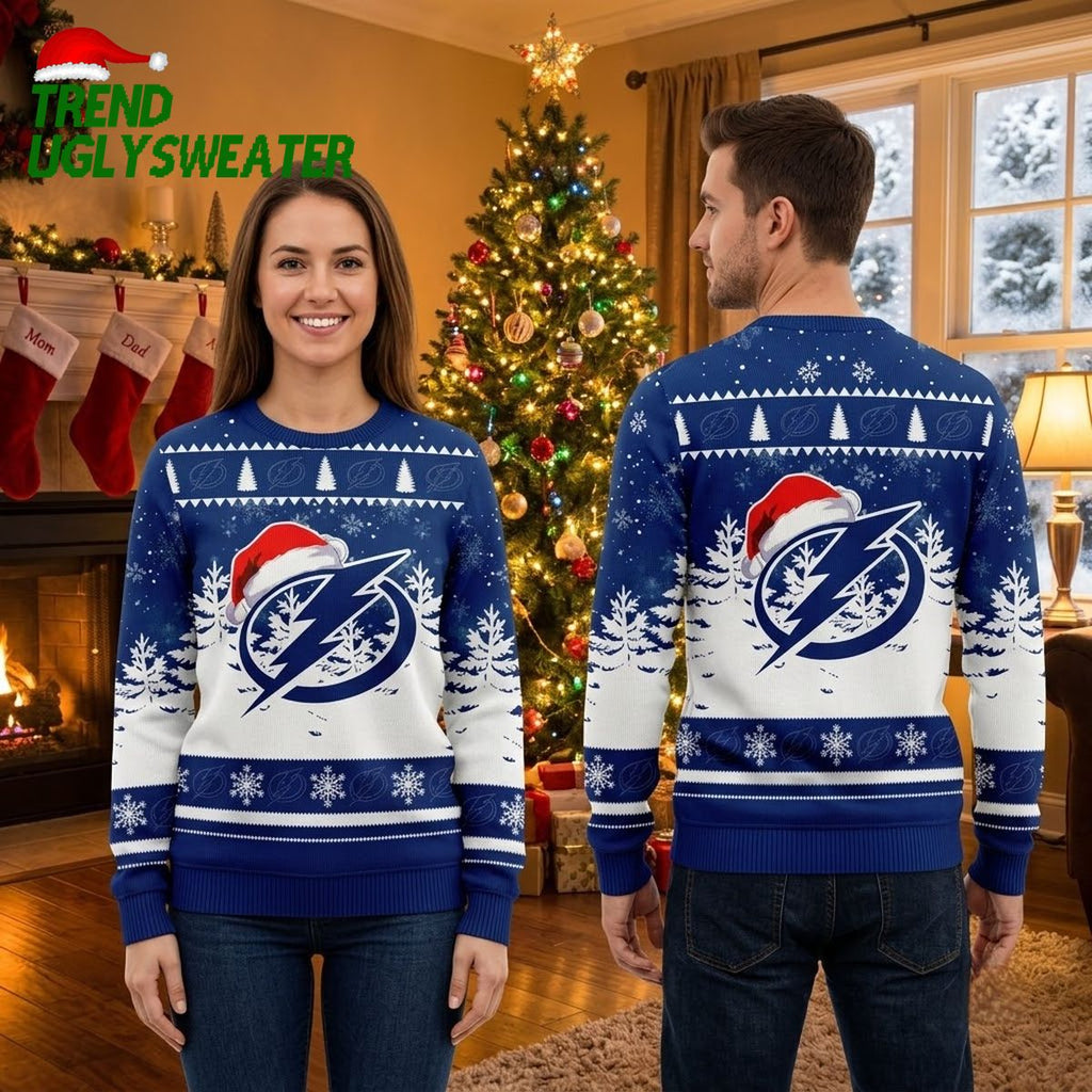 Tampa Bay Lightning Santa Hat Logo Ugly Christmas Sweater
