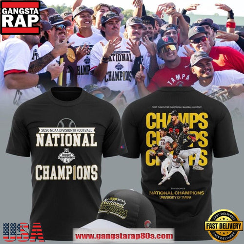 Tampa Spartans Baseball 2026 Division II National Champions Back-2-Back-2-Back Unisex T Shirt