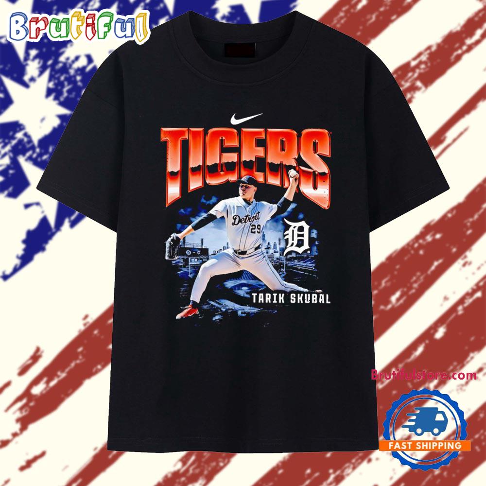 Tarik Skubal Detroit Tigers 29 Player Portrait T Shirt