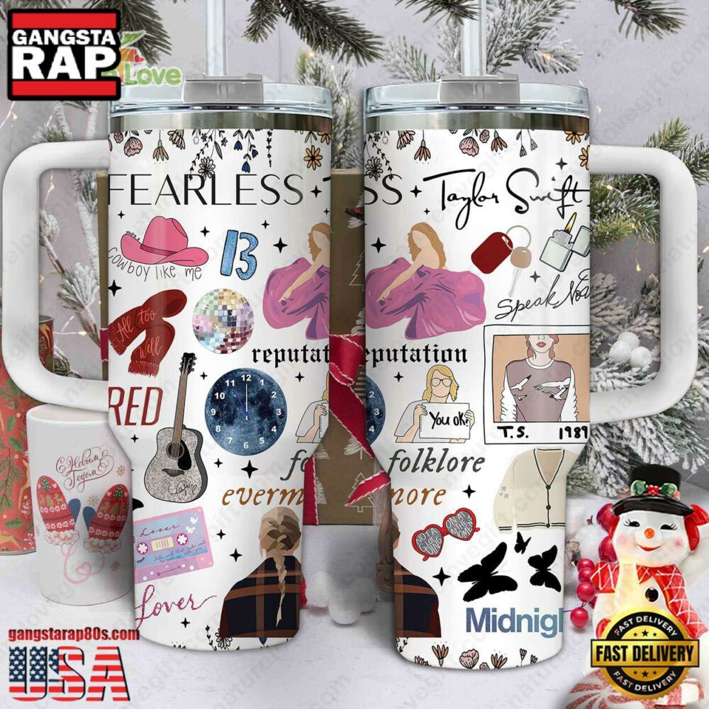 Taylor Swift Album Swiftie Collection Music Custom Stanley Quencher 40oz Stainless Steel Tumbler With Handle