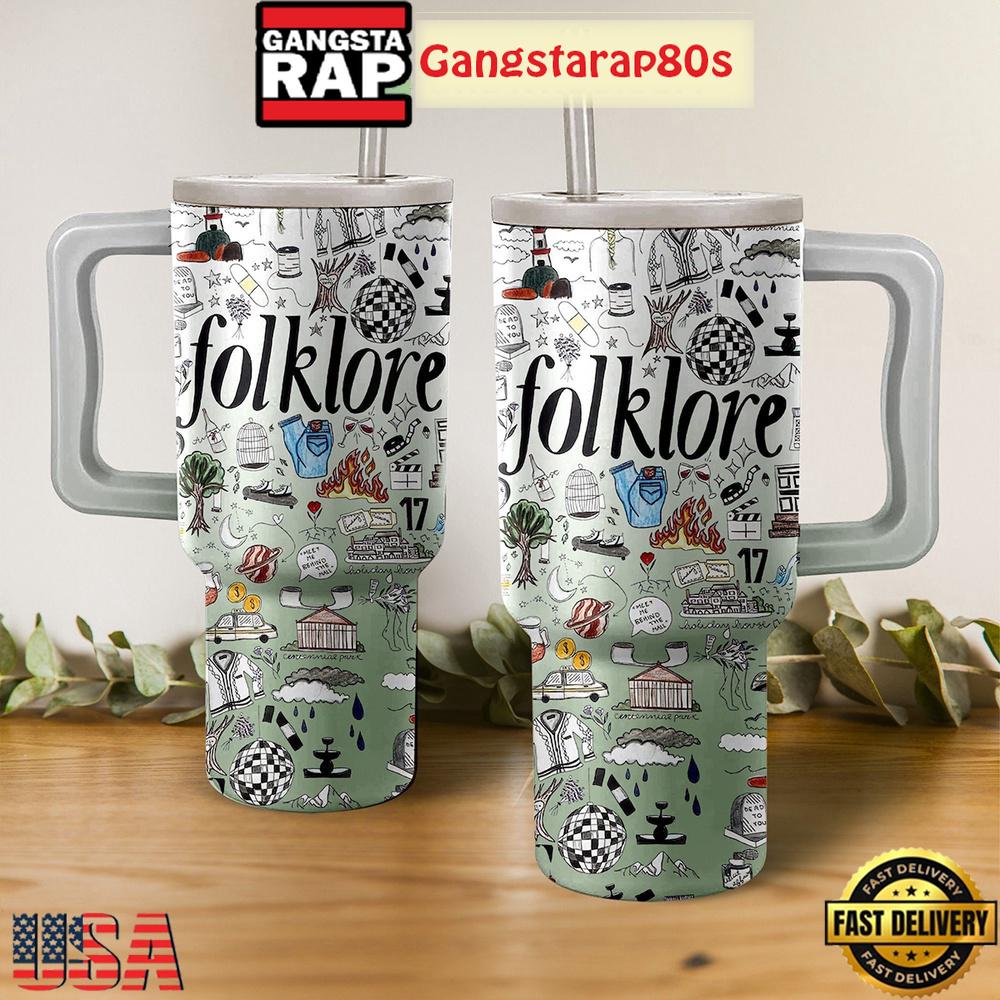 Taylor Swift Folklore Album Tumbler Cup 40oz