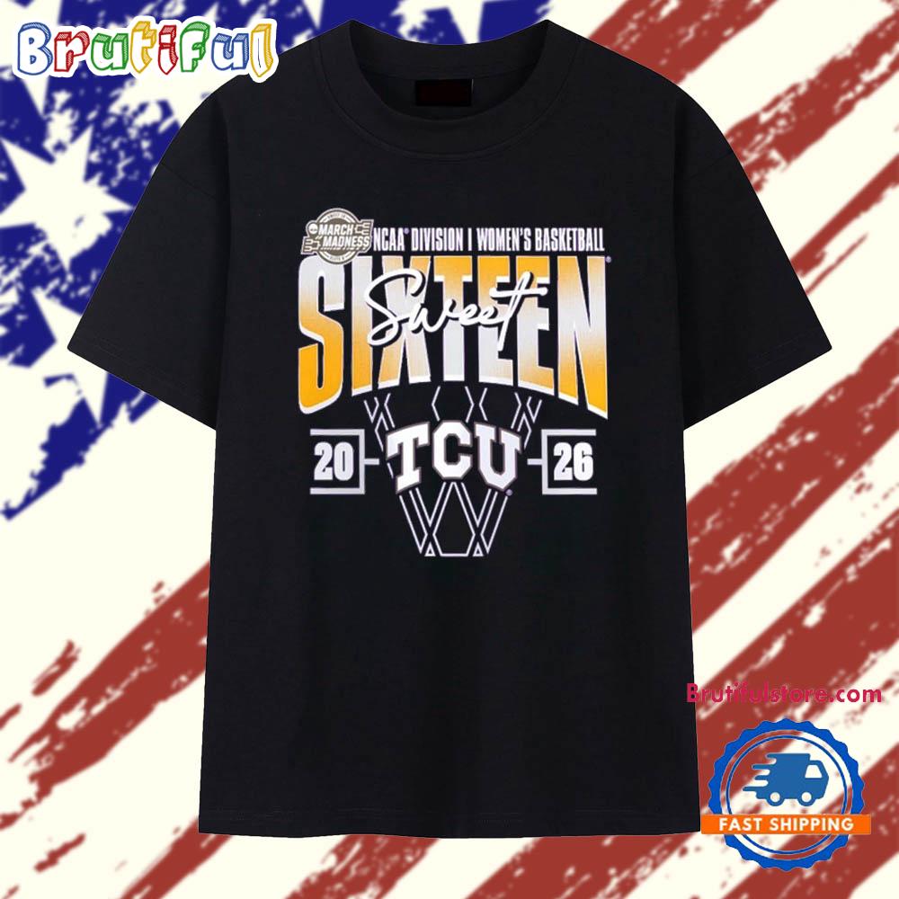 TCU Horned Frogs 2026 NCAA Women’s Basketball Tournament March Madness Sweet 16 Court Shot T Shirt