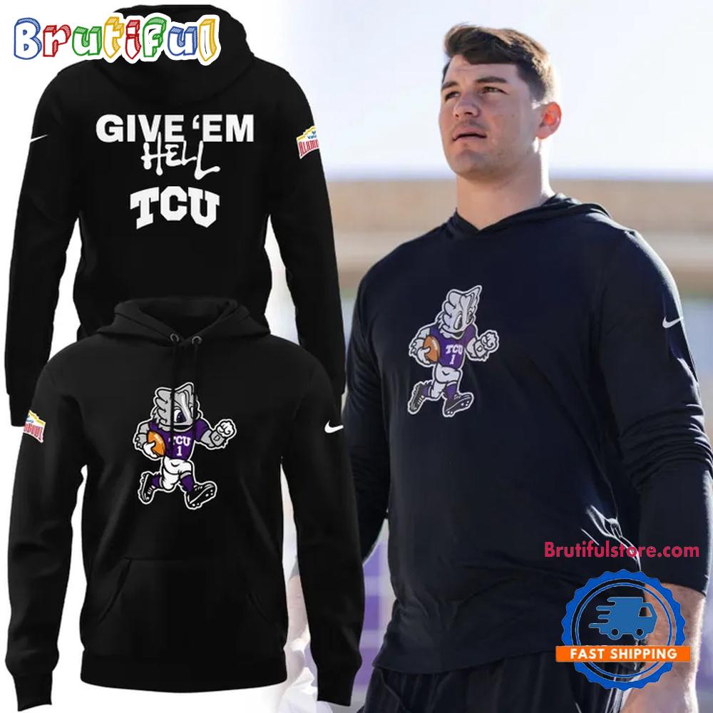 TCU Horned Frogs Football 2026 Give Em Hell TCU Mascot Hoodie T-Shirt