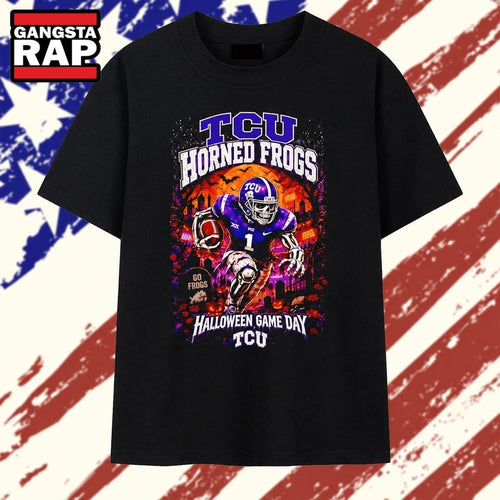 TCU Horned Frogs Halloween Game Day Skeleton Football Player T Shirt