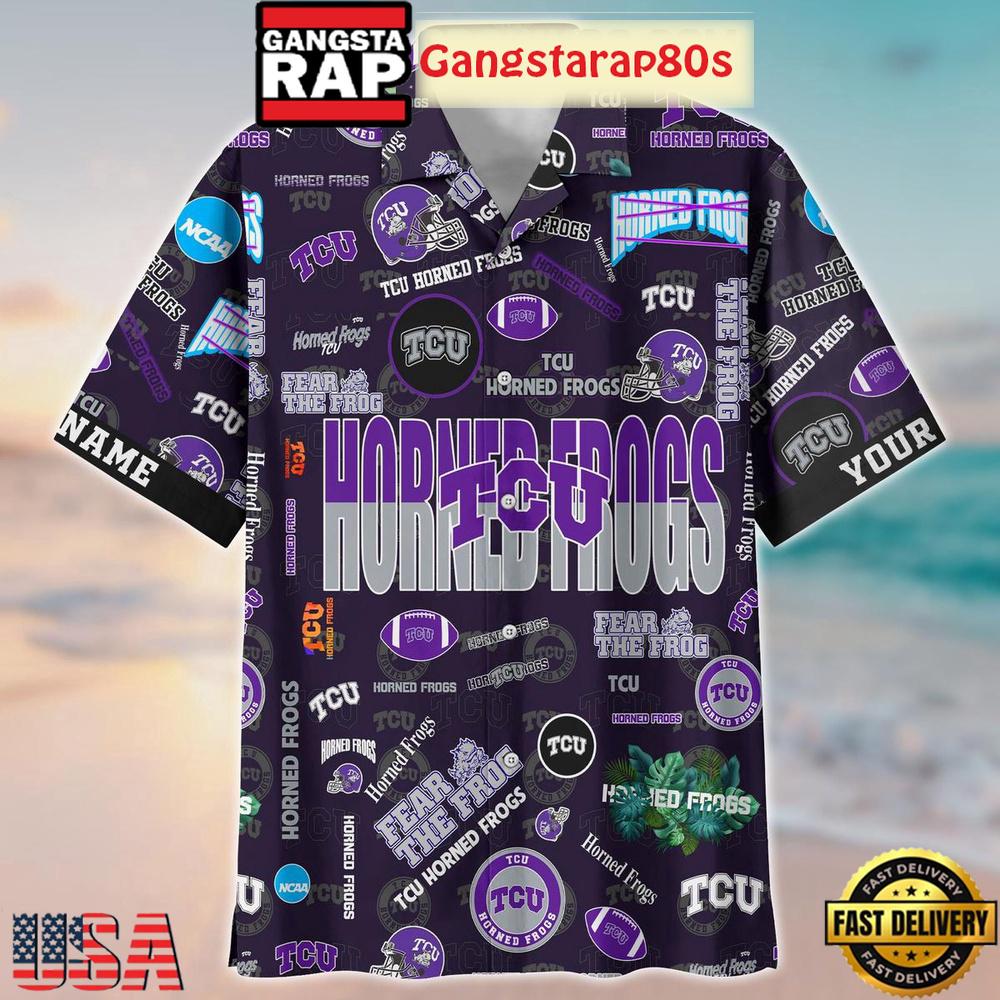 TCU Horned Frogs Solgan Fear The Frog True Fan Spirit Custom Name Aloha Hawaiian Shirt