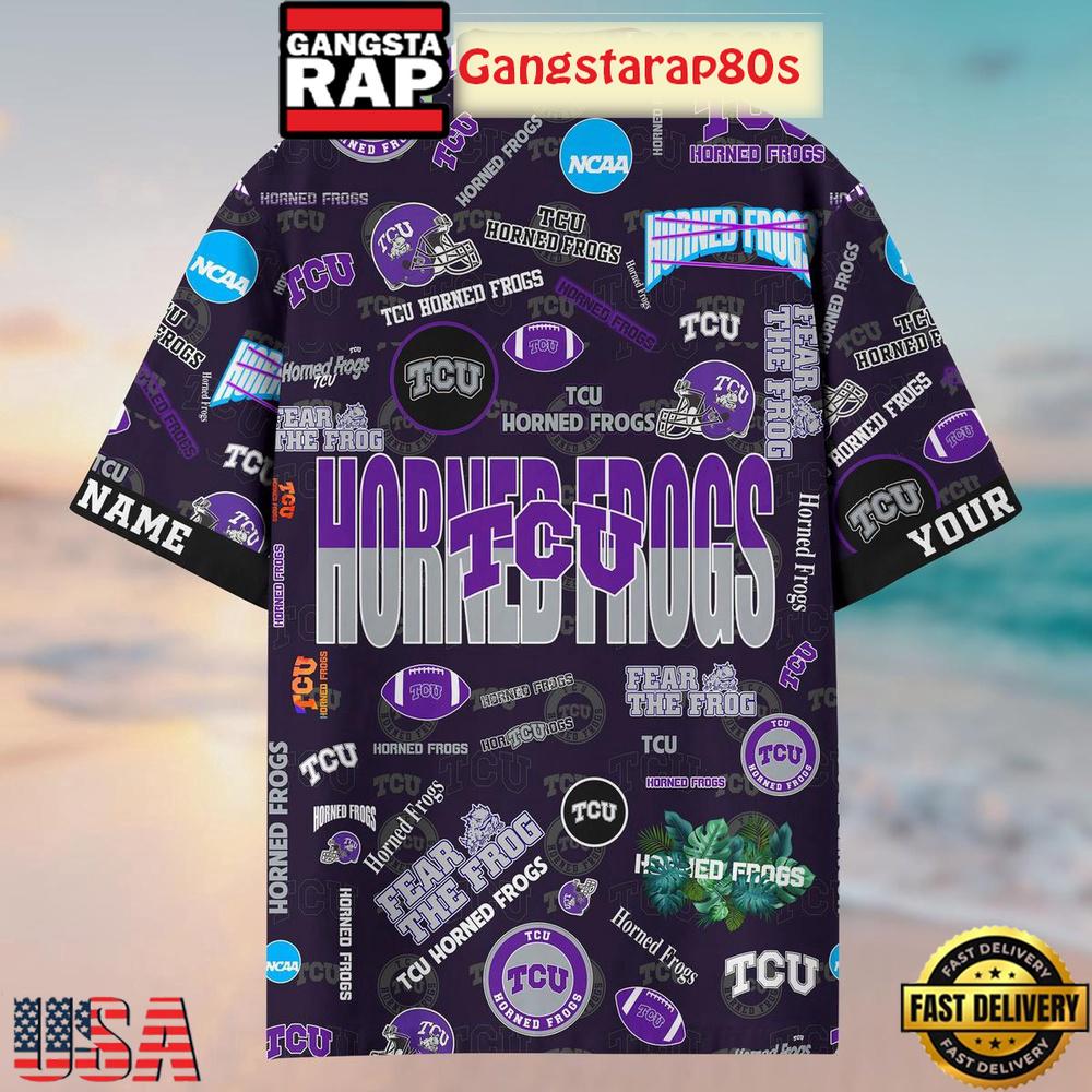 TCU Horned Frogs Solgan Fear The Frog True Fan Spirit Custom Name Aloha Hawaiian Shirt