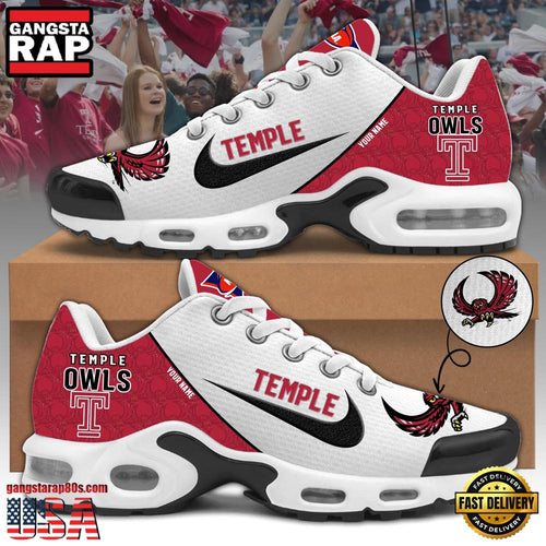 NCAA Custom Name Temple Owls Football Mascot Symbol Air Max Plus Shoes Running Sneakers