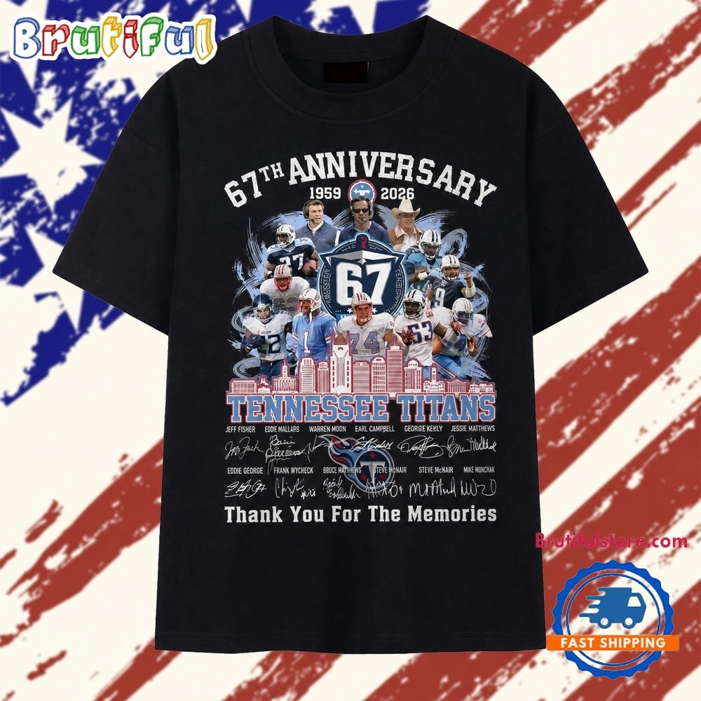Tennessee Titans 67th Anniversary 1959 2026 Legends Signatures T Shirt