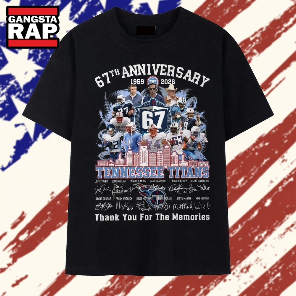 Tennessee Titans 67th Anniversary 1959 2026 Legends Signatures T Shirt