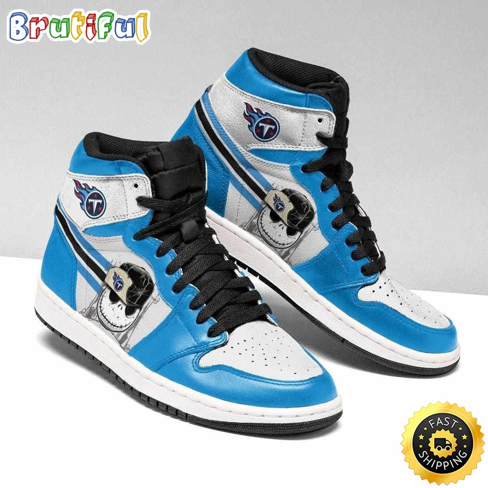 Tennessee Titans Air Jordan 1 Shoes Jack Skellington Printing Shoes Sneaker