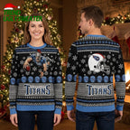 Tennessee Titans Football Player Helmet Snowflake Ugly Christmas Sweater